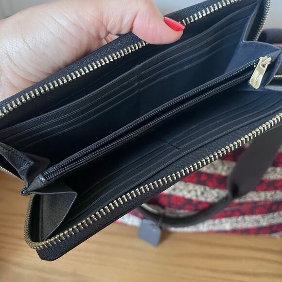 Coach Americana Print Tote w/ Matching Wallet USA Canvas Leather Mint - Picture 9 of 12